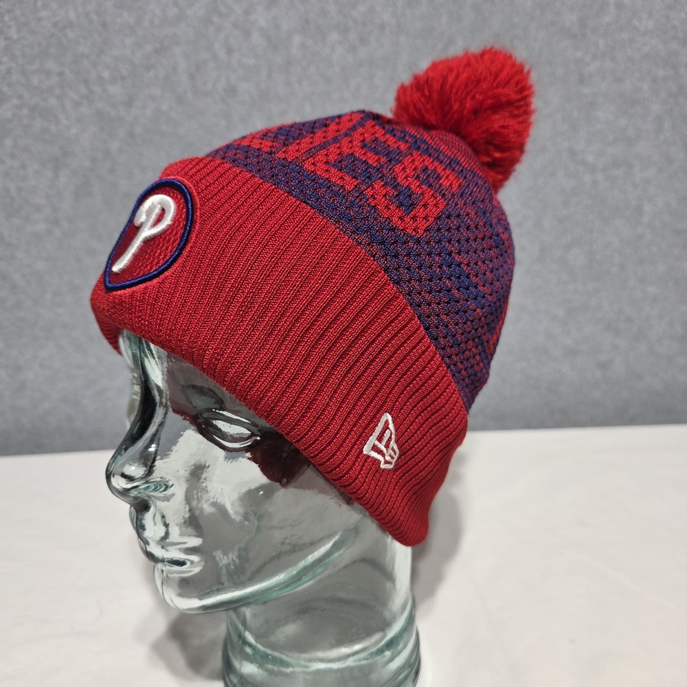 New Era Philadelphia Phillies MLB On-Field Knit Pom Beanie Hat Red/Blue OS - Picture 3 of 11